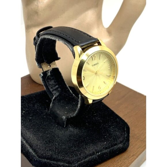 Timex Women's Watch TW2V36000 Quartz Gold Black Leather Band 32mm - Picture 2 of 13